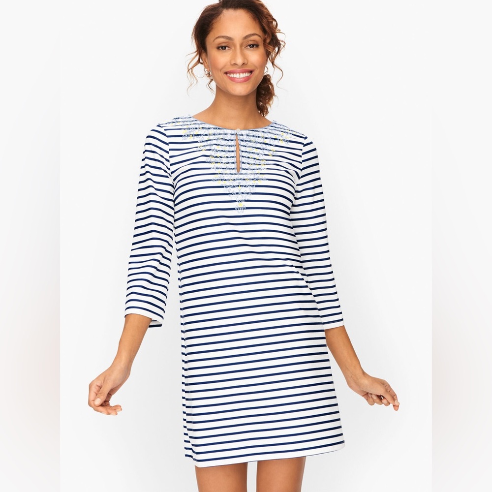 CABANA LIFE® by Talbots STRIPE EMBROIDERED TUNIC - ESSENTIALS dress size medium